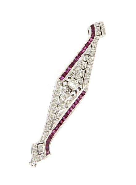 Spilla oro bianco 750/1000 con diamanti cm 6.5