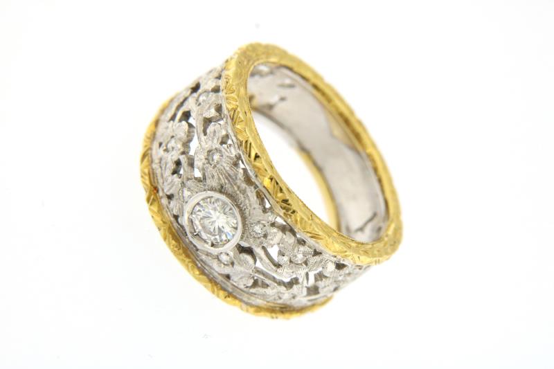 Anello Due Ori 750 1000 Modello Buccellati E Diamante Da Circa Ct 0 35 Anello Due Ori 750 1000 Modello Buccellati E Diamante Da Circa Ct 0 35