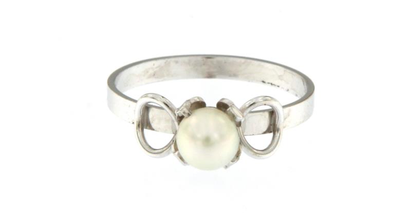 Anello in oro b 750/1000 fiocco perla misura 10
