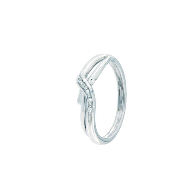 Anello in oro b 750/1000 intreccio con diamantini misura 12