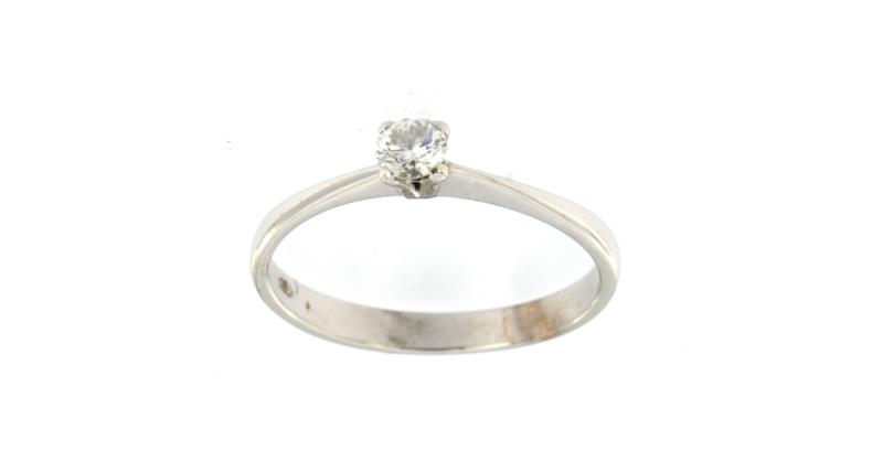 Anello in oro b 750/1000 solitario con diamante da 0.2 ct / 20 pt misura 18