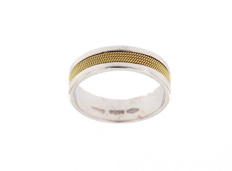 Anello in oro b/g 750/1000 fede con filo filigrana