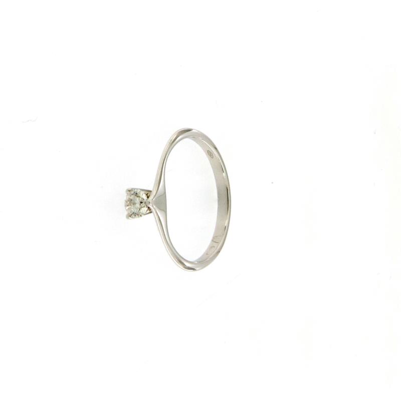 Anello in oro bianco 750\1000 con diamante taglio brillante da 0.20 ct colore h purezza vs mis 14