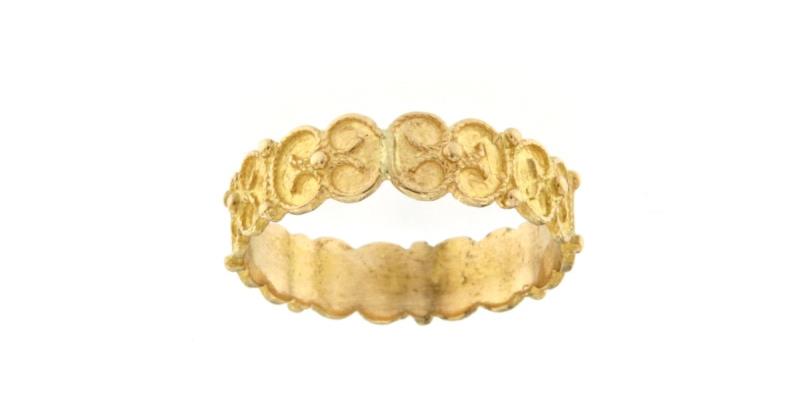 Anello in oro g 750/1000 fantasia filigrana misura 14