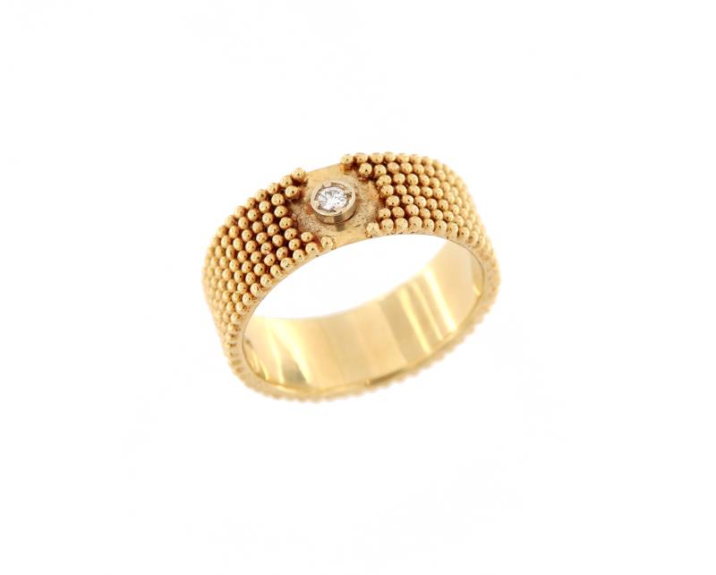 Anello in oro g 750/1000 fascia lav filigrana con diam mis 15