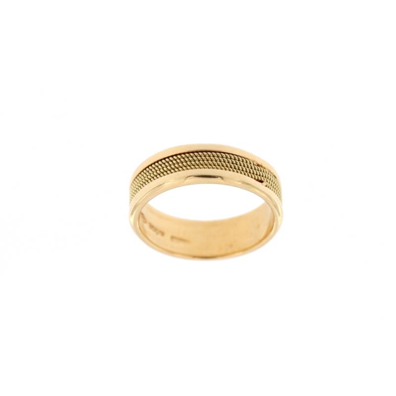 Anello in oro g 750/1000 fede con filo filigrana mis 10