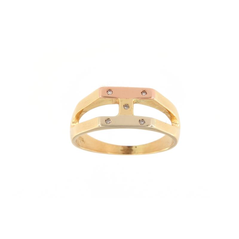 Anello in oro g 750/1000 sigillo uomo h con diamanti