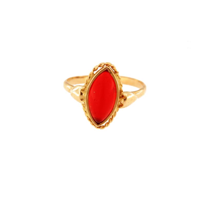 Anello in oro g 750/1000 vintage mignolo con pietra rossa misura 10