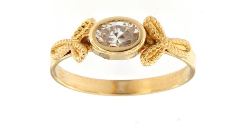 Anello in oro g 750/1000 zircone centrale misura 9