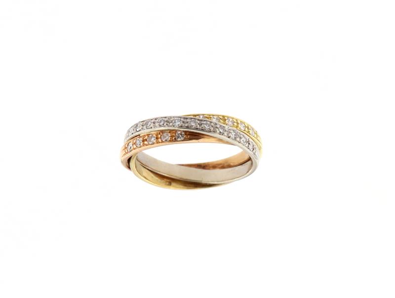 Anello in oro g/b/r 750/1000 riviere intrecciate  mis 13 