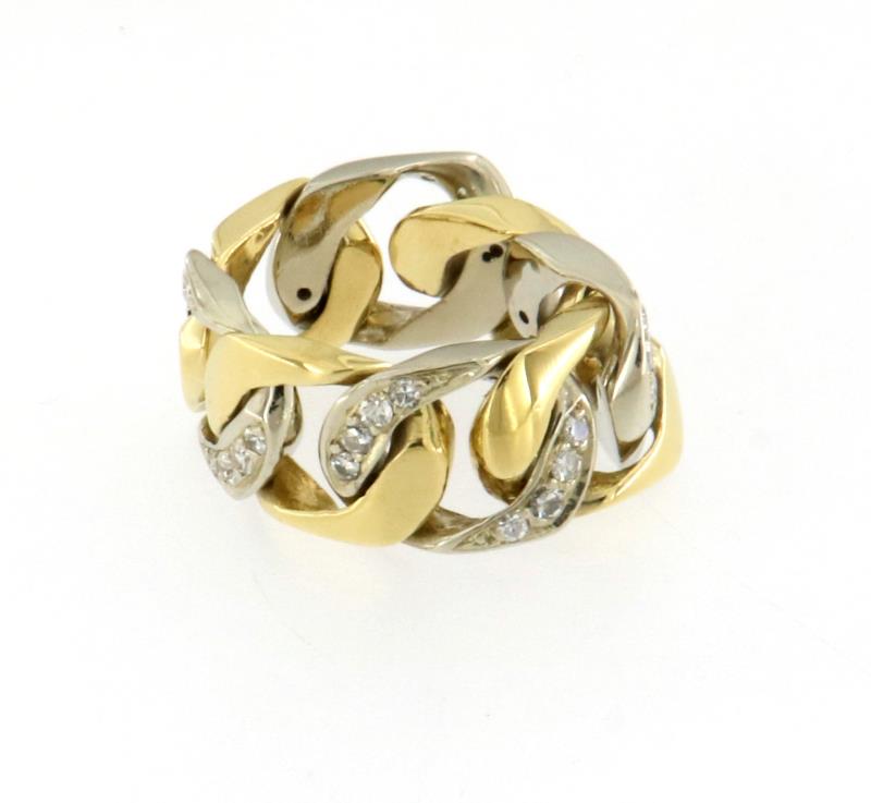 Anello in oro giallo 750\1000 barbazzale morbido con diamantini mis.16