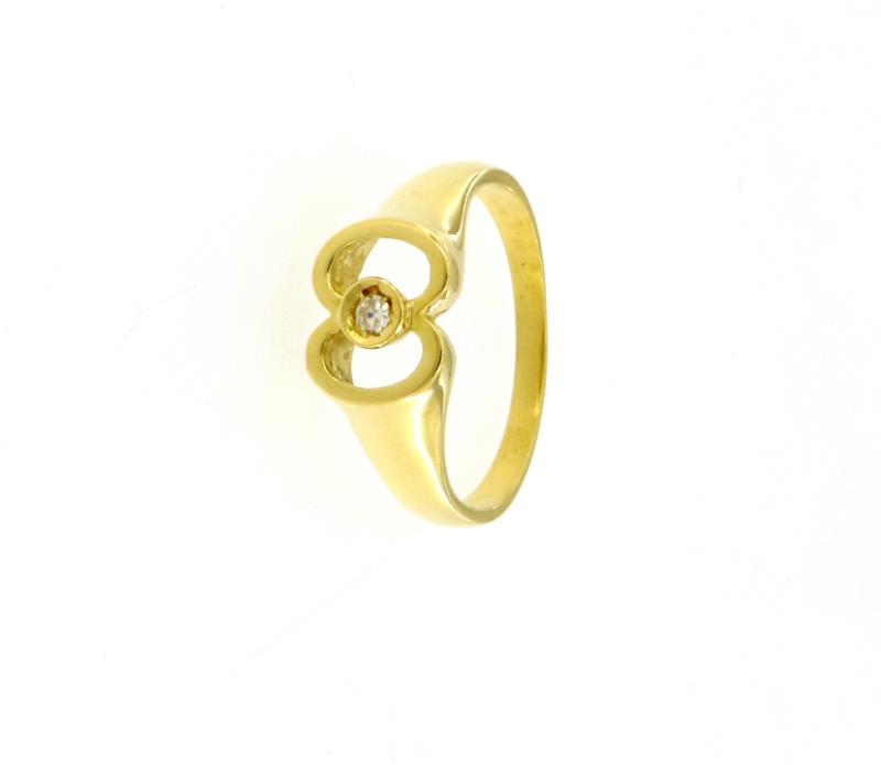Anello in oro giallo 750\1000 con diamantino mis. 14