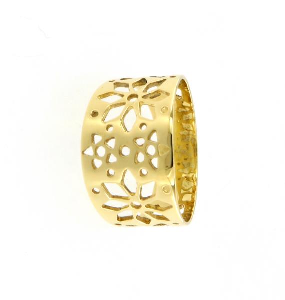 Anello in oro giallo 750\1000 fascia lavorata mis.17