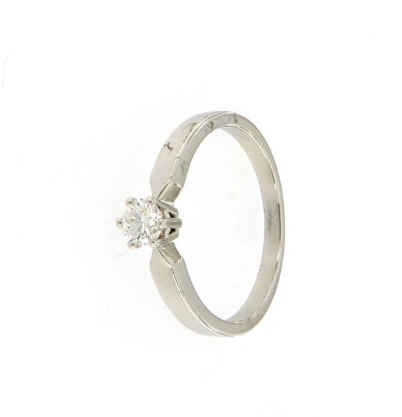 Anello oro bianco 750/1000 con diamante taglio brillante da 0.25 ct colore h purezza vs mis. 13