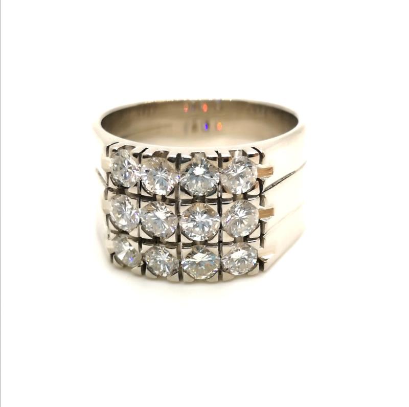Anello oro bianco 750/1000 fascia con diamanti  da 2.40 ct tot. g vs1 mis. 14
