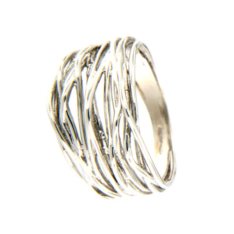Anello Donna Multifilo In Argento Nicandra | Acciaio Inossidabile | Regolabile 9-22 | Fatto A Mano In Italia
