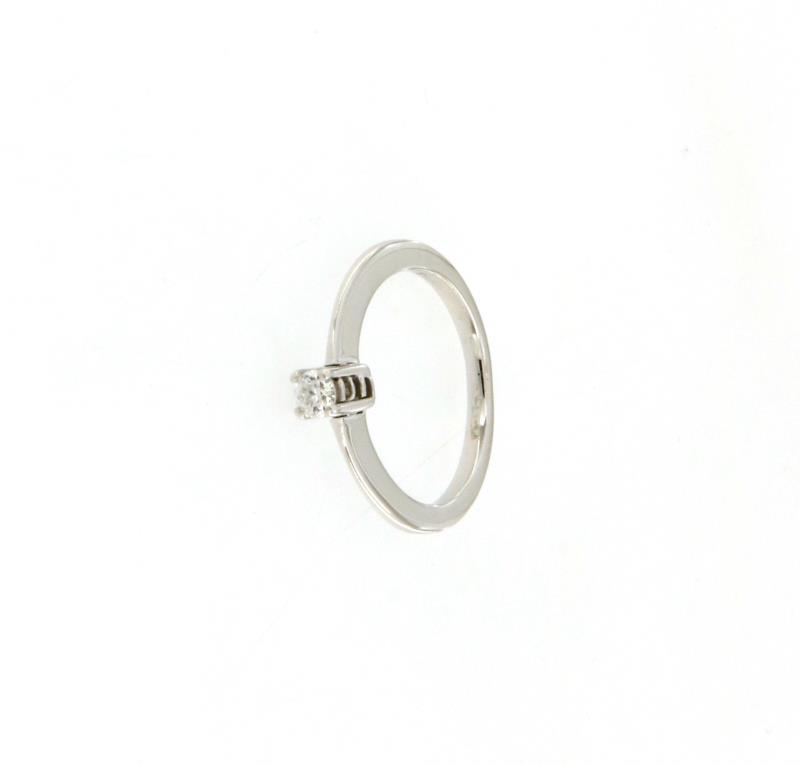 Anello oro bianco 750/1000 solitario con diamante da 0.15 ct,colore h purezza vs mis 11
