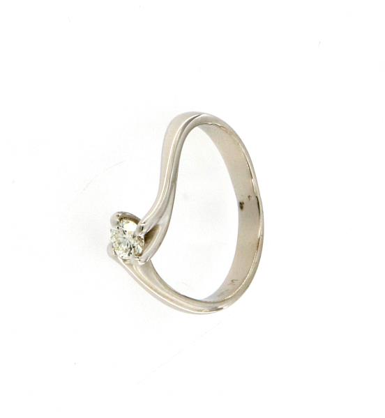 Anello oro bianco 750\1000 con diamante da 0,20 ct colore h e purezza vs mis10