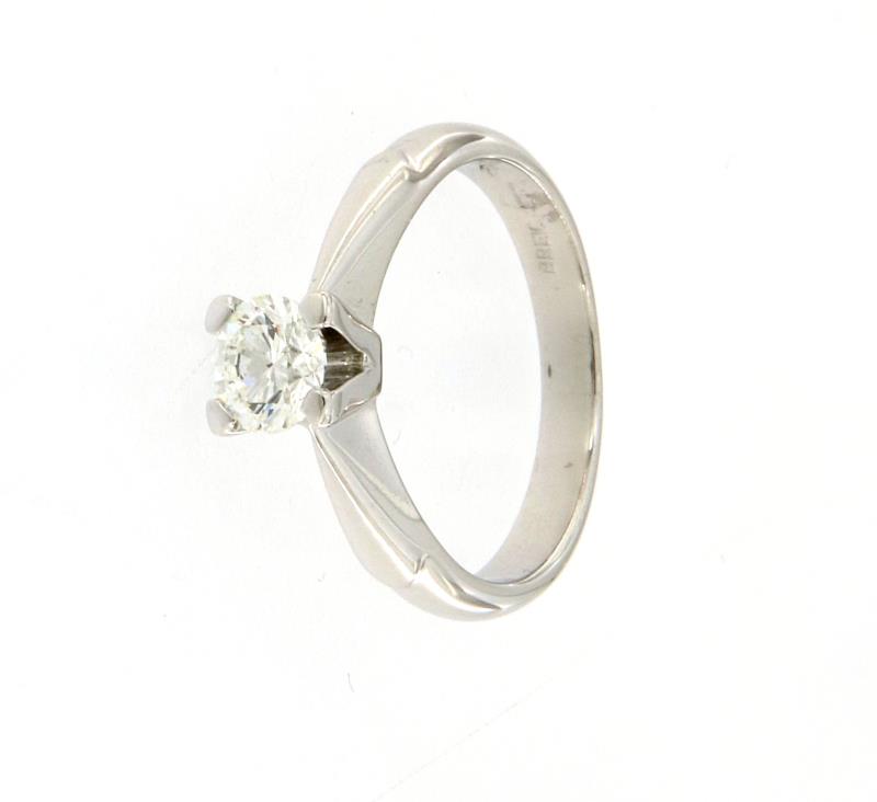 Anello oro bianco 750\1000 con diamante da  ct 0,53  colore h purezza vs mis.11