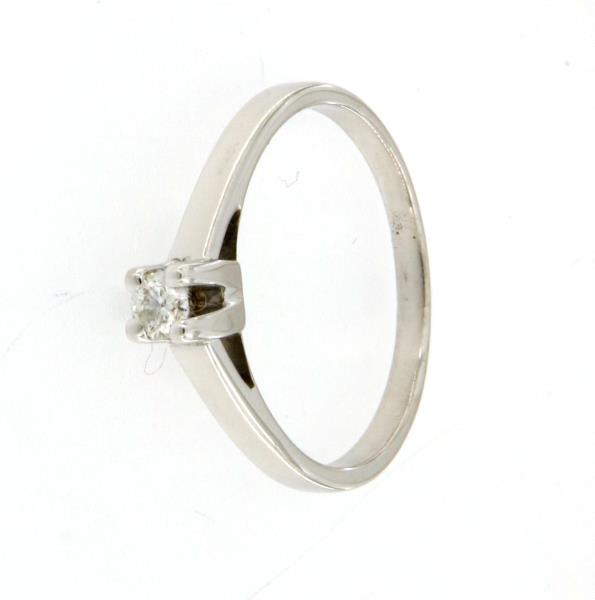 Anello oro bianco 750\1000 con diamante taglio brillante da 0.13 ct colore h purezza vs mis.19