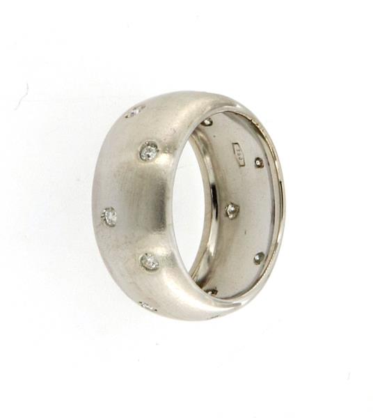 Anello oro bianco 750\1000 fascia con diamantini mis.13