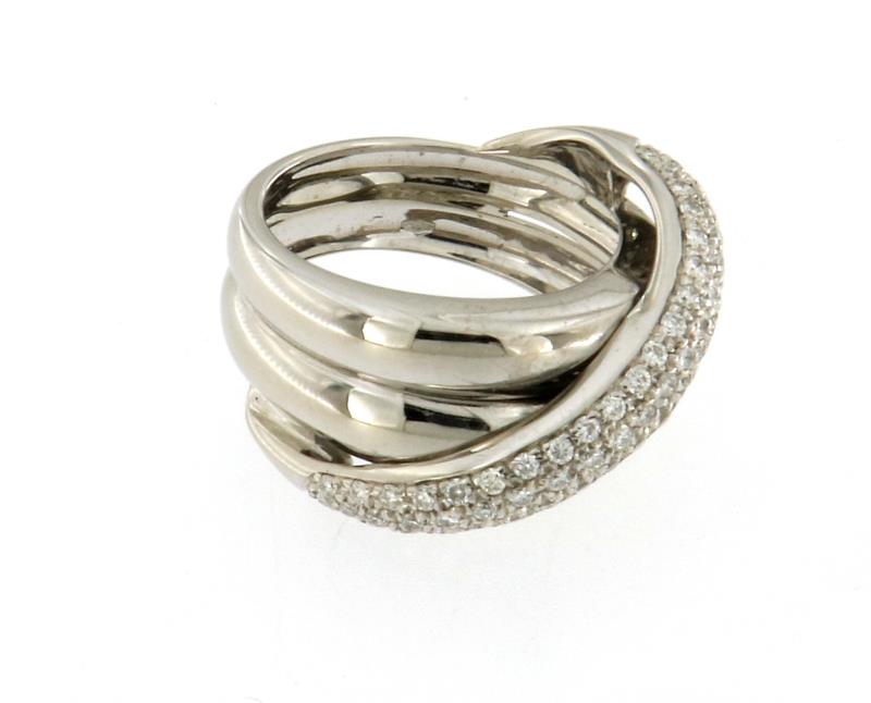 Anello oro bianco 750\1000 fascia  con pave' di diamanti mis13