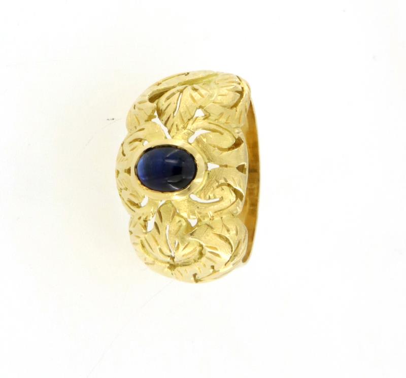 Anello oro giallo 750\1000 lavorato con pietra mis17