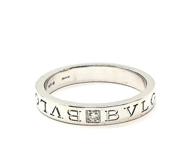  bulgari - anello - oro bianco 750/1000 - mod. b.zero1 essential con diamante da 0.08 ct. - mis. 25	