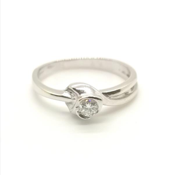Recarlo - solitario - oro bianco 750/1000 con diamante t. brillante 0.10 ct  mis. 9