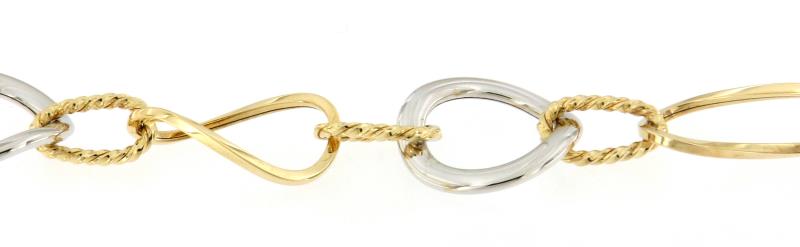 Bracciale 2 ori  750/1000 fantasia cm 18