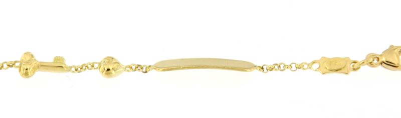 Bracciale bebe' oro giallo 750\1000 rolò con placca