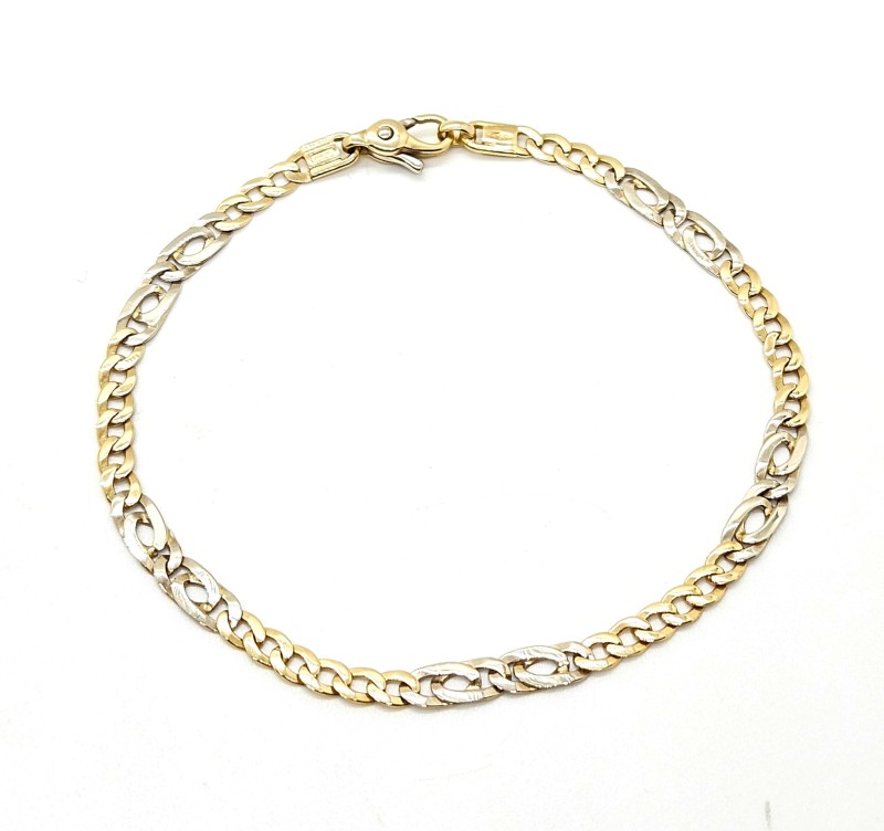 Bracciale due ori 750/1000 maglia 2+6  cm. 21.5