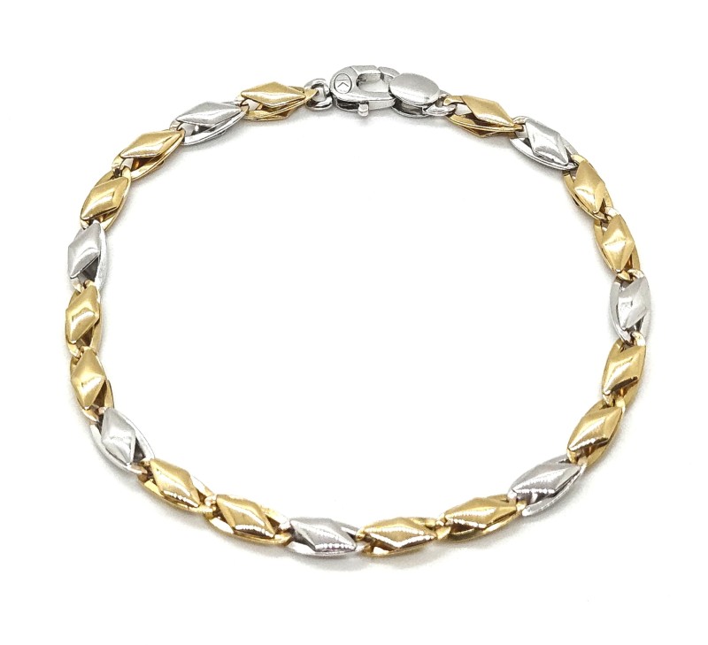 Bracciale  due ori 750/1000  maglia a elementi cm. 20.5