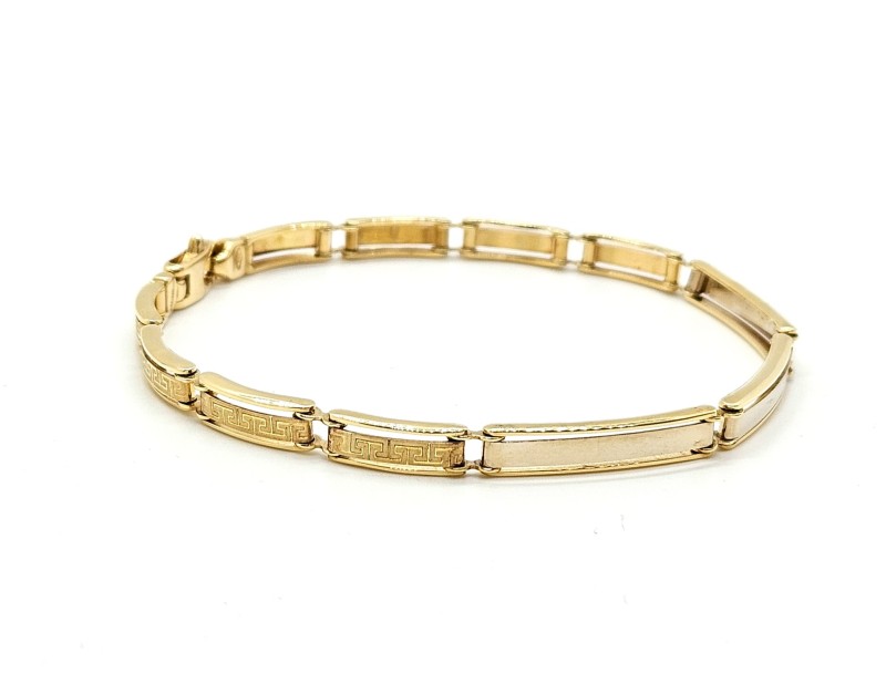 Bracciale  due ori 750/1000  maglia a segmenti semi - satinato cm. 19.5