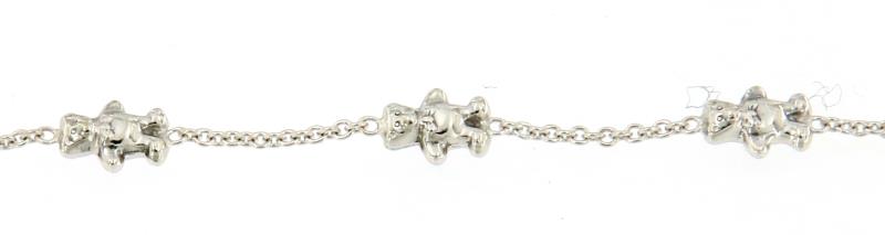 Bracciale in oro bianco 750\1000 con orsetti cm 17
