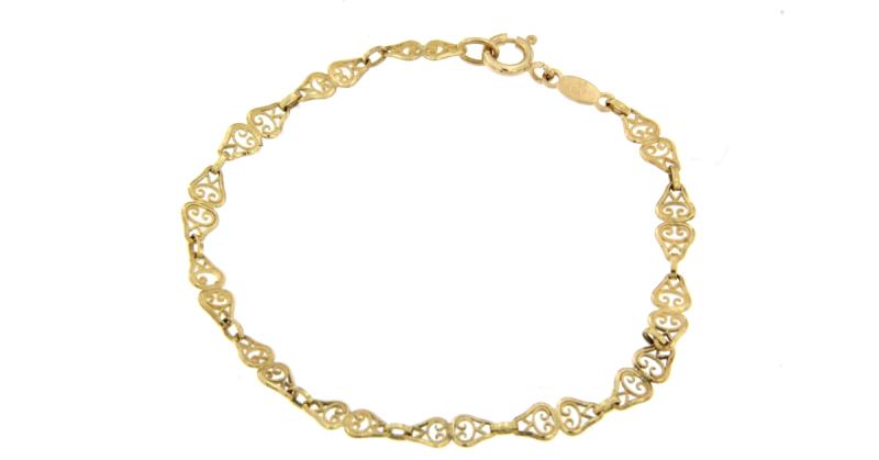 Bracciale in oro g 750/1000 rombi fant lav filigrana cm 19