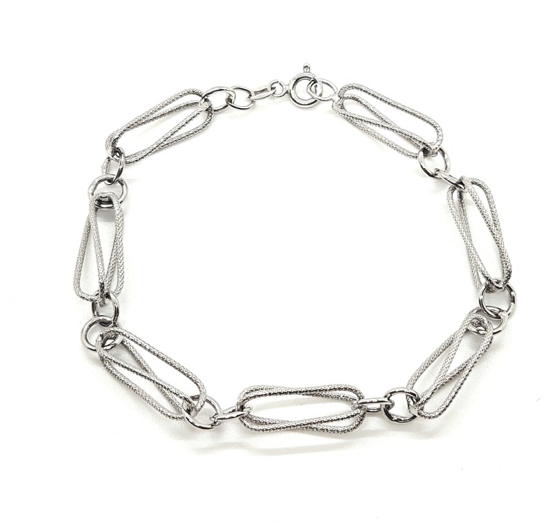 Bracciale oro bianco 750/1000 maglia zigrinata - cm. 19.5