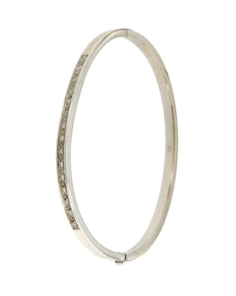 Bracciale oro bianco 750\1000  cerchio rigido con diamantini diam. cm.6