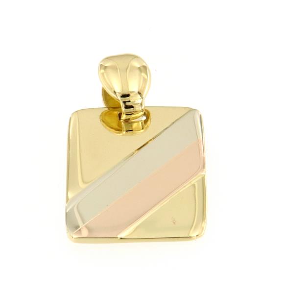 Ciondolo 3 ori 750/1000 medaglietta rettangolare cm 3