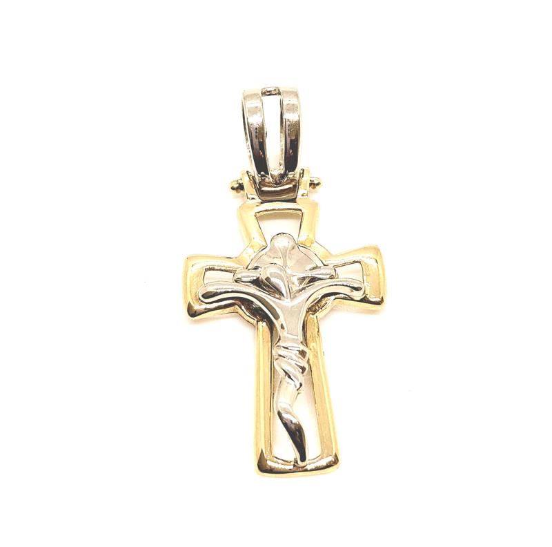 Ciondolo due ori 750/1000  crocifisso 