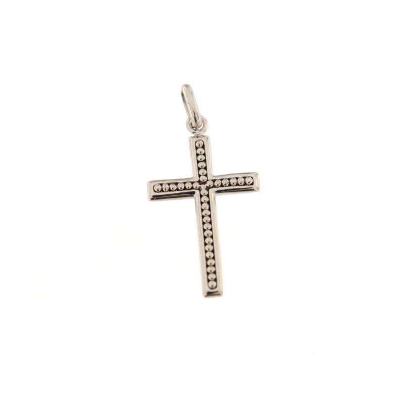 Ciondolo in oro b 750/1000 croce media filo filigrana