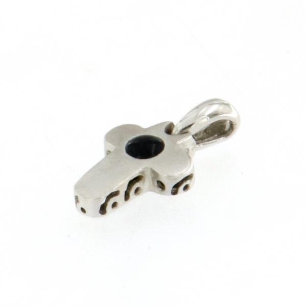 Ciondolo in oro  bianco 750\1000 croce  con  pietra