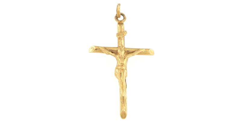 Ciondolo in oro g 750/1000 croce con cristo