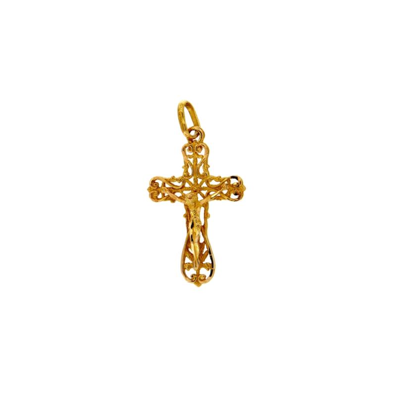 Ciondolo in oro g 750/1000 crocefisso lavorazione filigrana