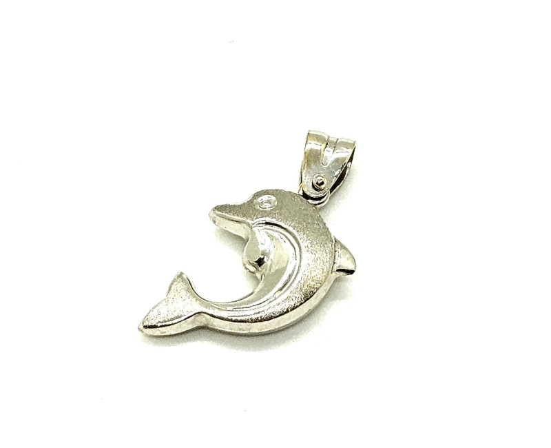 Ciondolo  oro bianco 750/1000 mod. delfino semi -satinato