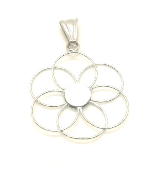 Ciondolo  oro bianco 750/1000 mod.  fiore satinato