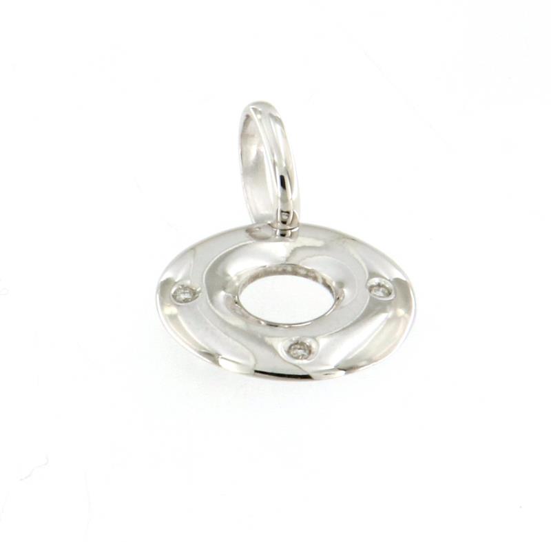 Ciondolo oro bianco 750\1000 cerchio con 3 diamantini