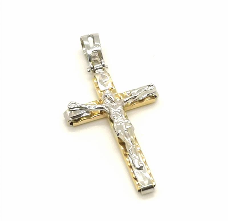 Ciondolo  oro bianco e giallo 750/1000 crocifisso