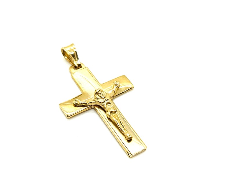 Ciondolo oro giallo 750/1000  crocifisso semi- satinato
