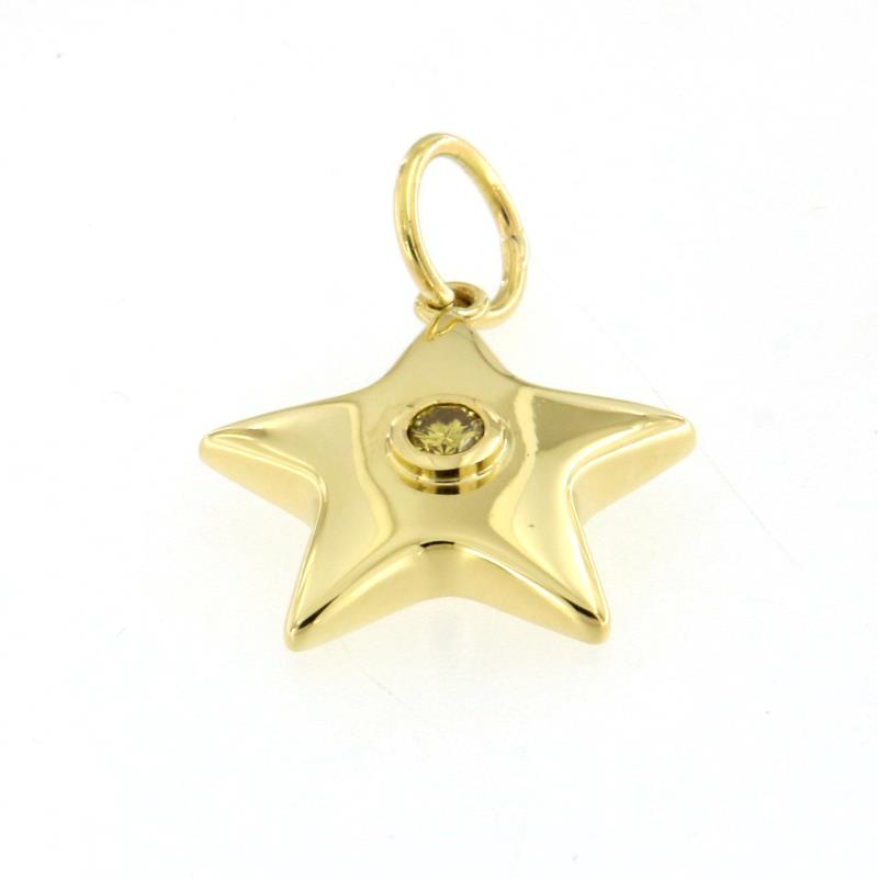 Ciondolo oro giallo 750/1000 stella con yellow diamond